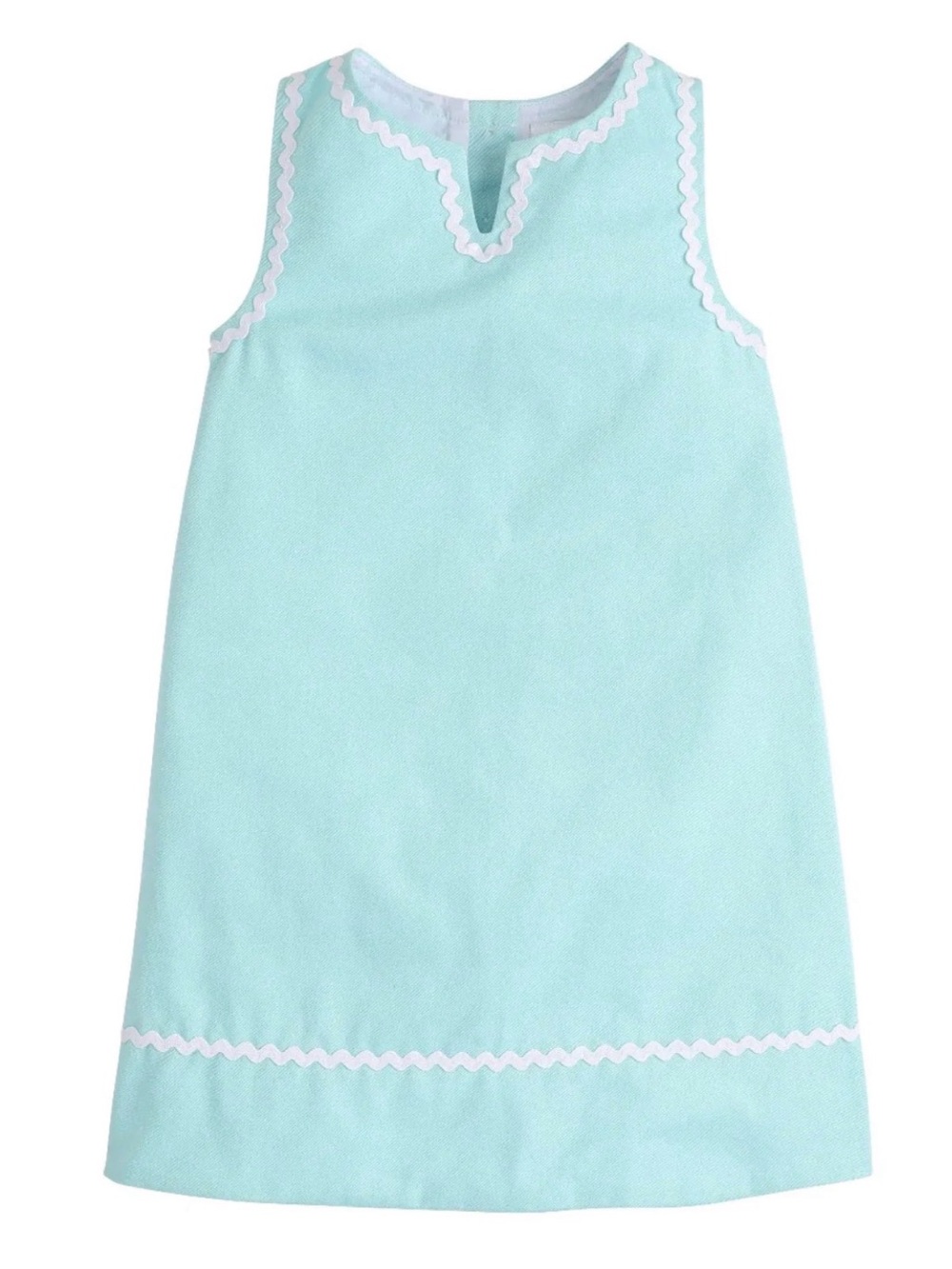 Little English Mint Green Girls Sleeveless A-Line Dress with White Trim